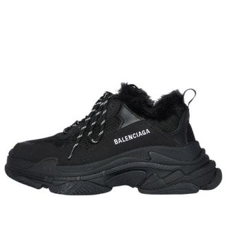 Balenciaga (WMNS) Balenciaga Triple S Fake Fur - Black 668562W3CQ51000