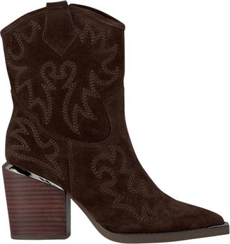 Alma En Pena Geborduurde enkellaarzen - Dames - Cowboylaarzen - Bruin - 39 EU - Schoenen