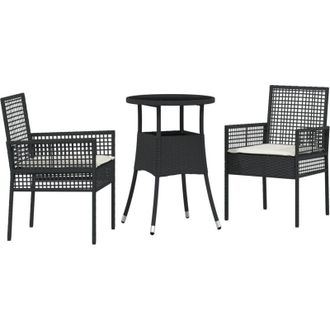 vidaXL Conjunto De Comedor De Jard&iacute;n 3 Pcs Negro Polirat&aacute;n Vidaxl