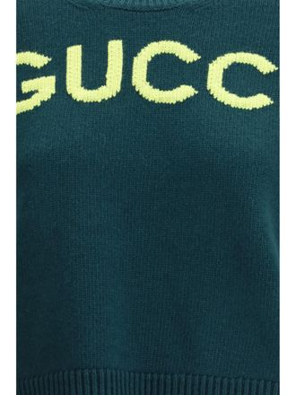 Gucci Womens Wool Jumper Pine-Green Tops Pine/green Top