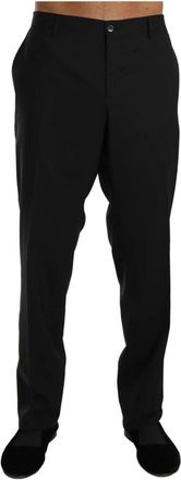 Dolce & Gabbana Zwarte formele broek met knoop- en ritssluiting - Heren - Chinos - Zwart - M - Wol - Broeken