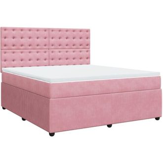 vidaXL Vidaxl - Cama Box Spring Con Colch&oacute;n Terciopelo Rosa 180x200 Cm