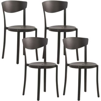 Beliani Beliani - Conjunto De 4 Sillas De Comedor Negras Polipropileno Ligero Resistente Vieste
