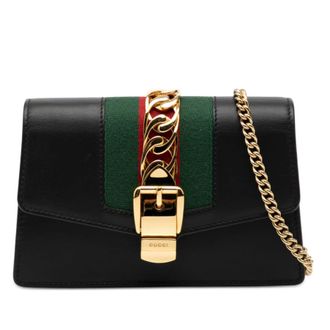 Gucci Pre-owned Gucci Super Mini Leather Sylvie Chain Crossbody Ladies 494646 2067
