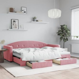 vidaXL Sof&aacute; Cama Nido Con Cajones Terciopelo Rosa 80x200 Cm Vidaxl