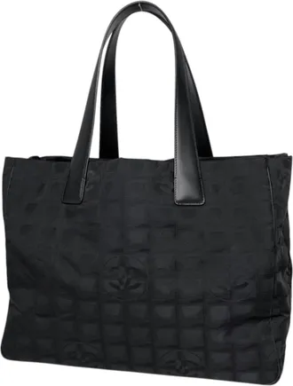 Chanel Black Nylon Leather Tote Bag (Pre-Owned)