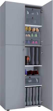 ebuy24 Ebuy24 - Gabinete De Zapato De Madera Vcm Dimensiones: An. 70 X Al. 184 X T. 40 Cm Gabinete Todo Uso 5 Compartimentos 4 Puertas Giratorias - Lona (gri
