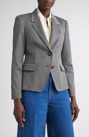 St. John Mélange Stretch Twill Jacket in Medium Grey Melange at Nordstrom, Size 10