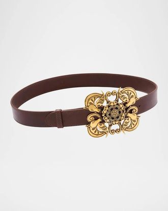 Chlo&eacute; Men & apos;s Leather Medallion Belt