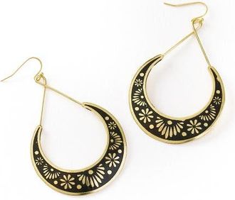 Matr Boomie Nisha Crescent Moon Hoop Earrings in Black at Nordstrom
