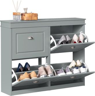 SoBuy Zapatero Con 4 Puertas Organizador Para Zapatos 105 X 24 X 83 Cm Gris Fsr79-hg Sobuy Es