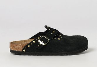 Birkenstock Mules Boston Rivet in pelle scamosciata con borchie e punta tonda