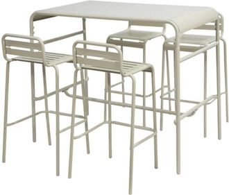 Sweeek Garden high table with 4 steel bar stools Beige 120x70x95 cm - Amelia