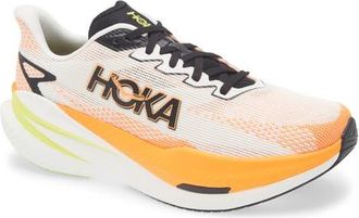 Hoka One One Mach X 3 Running Shoe in White /Neon Tangerine at Nordstrom, Size 8.5