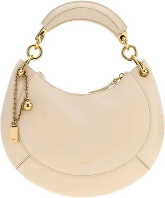 Chlo&eacute; Tassen, Dames, Beige, ONE Size, Leer, Small Banana Zipped Hobo