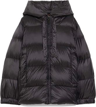 Max Mara Jassen, Dames, Zwart, M, Polyester, Zwarte Gewatteerde Donsjas