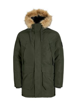 Jack & Jones Plus Size Parka JJCAMP FAUX FUR PARKA PLS, Herren, Gr. 4XL, rosin, Web, Obermaterial: 100% Polyester, JACK & JONES PLUSSIZE, unifarben, regular fit normal, Jack