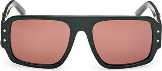 MCM 55mm Polarized Navigator Sunglasses in Shiny Dark Green /Roviex at Nordstrom