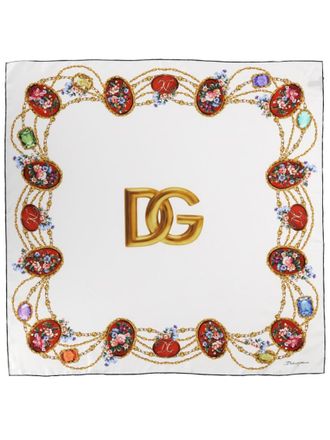 Dolce & Gabbana White Floral Scarves