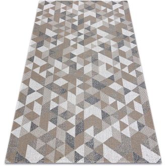 RugsX Rugsx - Alfombra Casa Eco Sisal Boho Triangulos 2816 Crema / Taupe, Alfombra Reciclada Beige 153x220 Cm