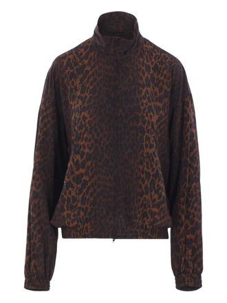 Balenciaga leopard-print zip-up jacket - women - Silk - M - Brown