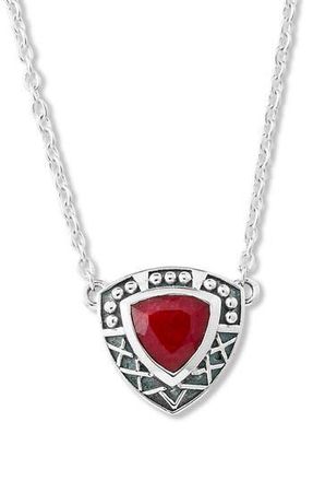Samuel B. Emerald Shield Pendant Necklace in Red at Nordstrom Rack