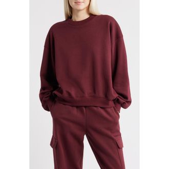 BP. Relaxed Cotton Blend Sweatshirt in Burgundy Tannin at Nordstrom Rack, Size Medium