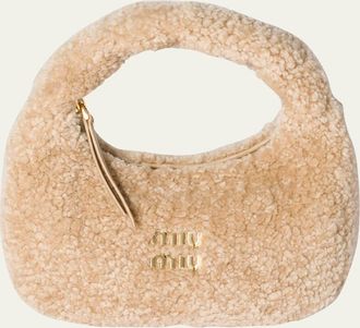 Miu Miu Wander Curly Shearling Top-Handle Bag