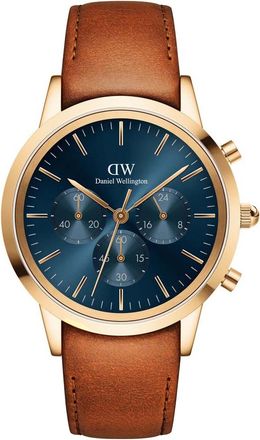Daniel Wellington DW00100639 Mens Iconic Chronograph Rose Gold 42mm Watch - Brown - One Size