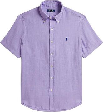 Polo Ralph Lauren Short Sleeve Linen - Classic Mens Clothing Sky Lavender : 2XL