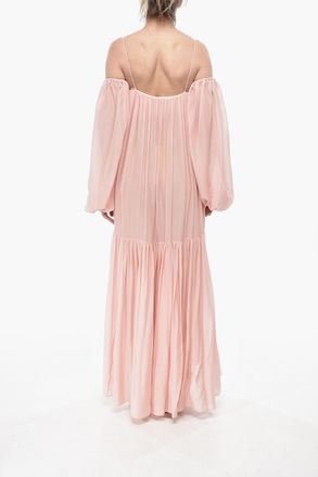 Super Blond Vestito a Balze in Chiffon con Maniche a Palloncino Super Blond