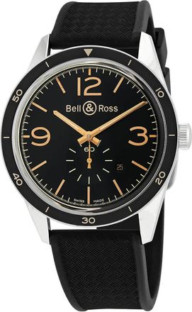 Bell & Ross Heritage Automatic Black Dial Mens Watch Rubber Band BRV123-GH-ST/SCA