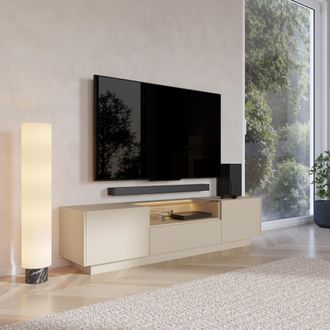 Dmora Mueble Para Tv Kakaha, Un Caj&oacute;n, 2 Estantes, 2 Puertas, 176x40x43h Cm Beige