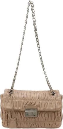 Prada Pre-owned Nappa Gaufre Leren Schoudertas - Dames - Vintage Schoudertas - Beige - ONE Size - Leer - Vintage
