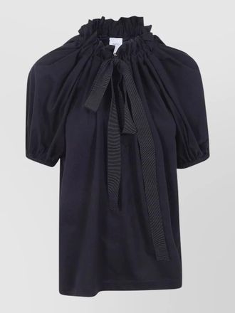 Patou jersey top tie neck ruffle sleeves