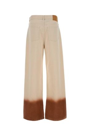 Alanui Womens Two-Tone Denim Wide-Leg Jeans Offwhitebur Pantaloni