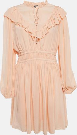 Maje Orange Crepe Ruffled Mini Dress