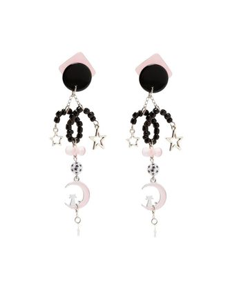 Amir Slama moon pendant earrings - Black