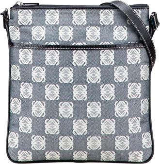 Loewe Pre-owned Patroon Canvas Crossbody Tas - Dames - Vintage Schoudertas - Grijs - ONE Size - Vintage