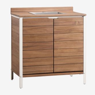 Sklum M&oacute;dulo De Almacenaje Con Fregadero Para Cocina De Exterior En Madera De Acacia Y Aluminio Reggie Sklum