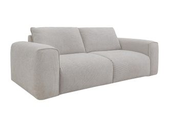 Vente-Unique Sof&aacute; cama de 3 plazas expr&eacute;s en tela beige - Cama de 140 cm Colch&oacute;n de 13 cm POGLO