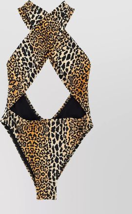 Reina Olga leopard crisscross one-piece swimsuit