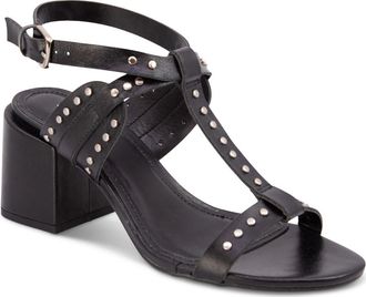 Chocolat Blu Edella Studded Ankle Strap Sandal in Black Leather at Nordstrom, Size 6.5-7Us