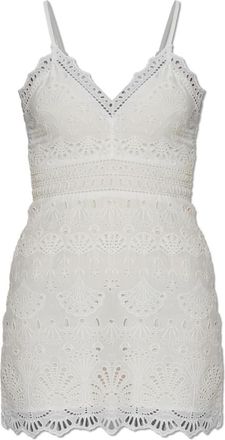 LoveShackFancy Peppy Katoenen Jurk - Dames - Korte kleedjes - Wit - M - Katoen - Kleedjes