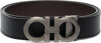 Ferragamo Gancini Reversible Leren Riem - Heren - Riemen - Zwart - 110 CM - Leer - Accessoires