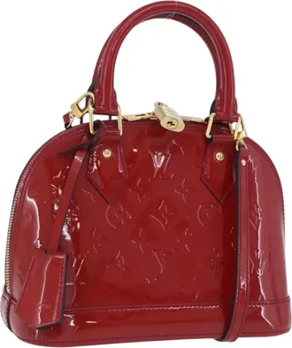 Louis Vuitton Alma Monogram Vernis Red Patent_Leather Handbag (Pre-Owned)
