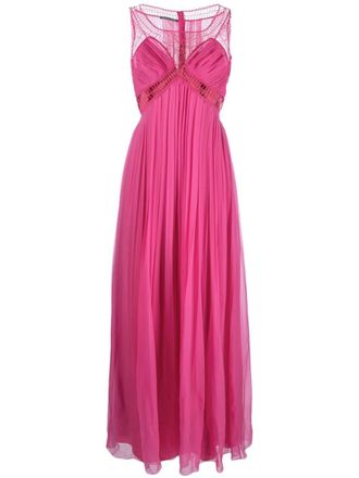 Alberta Ferretti cornely-embroidered silk maxi dress - women - Silk/Acetate/Elastane/Silk - 46 - Pink