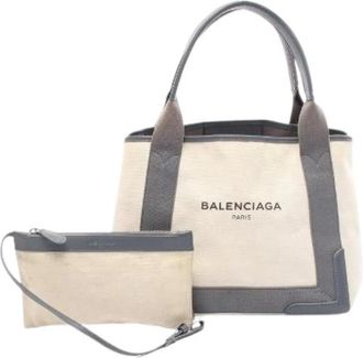 Balenciaga Pre-owned Tote Bags, female, White, Size: ONE SIZE Pre-owned Navy Cabas S Tote Bag