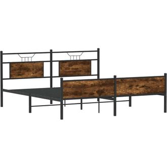 vidaXL Vidaxl - Estructura De Cama Sin Colch&oacute;n Metal Roble Ahumado 180x200 Cm