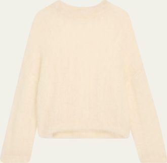 Brunello Cucinelli Mohair Cozy Candy Floss Knit Crewneck Sweater